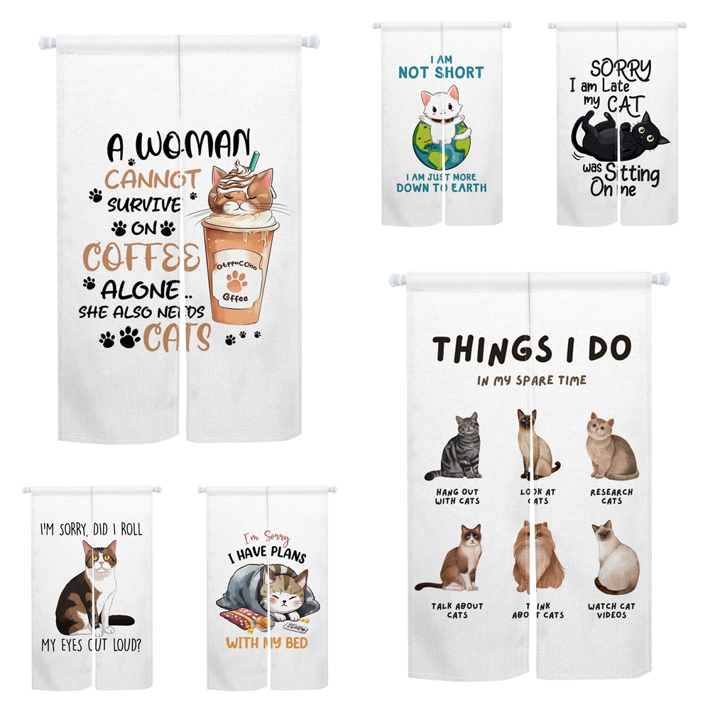 Interior Design Quotes - Cute Cat Noren Door Curtain Funny