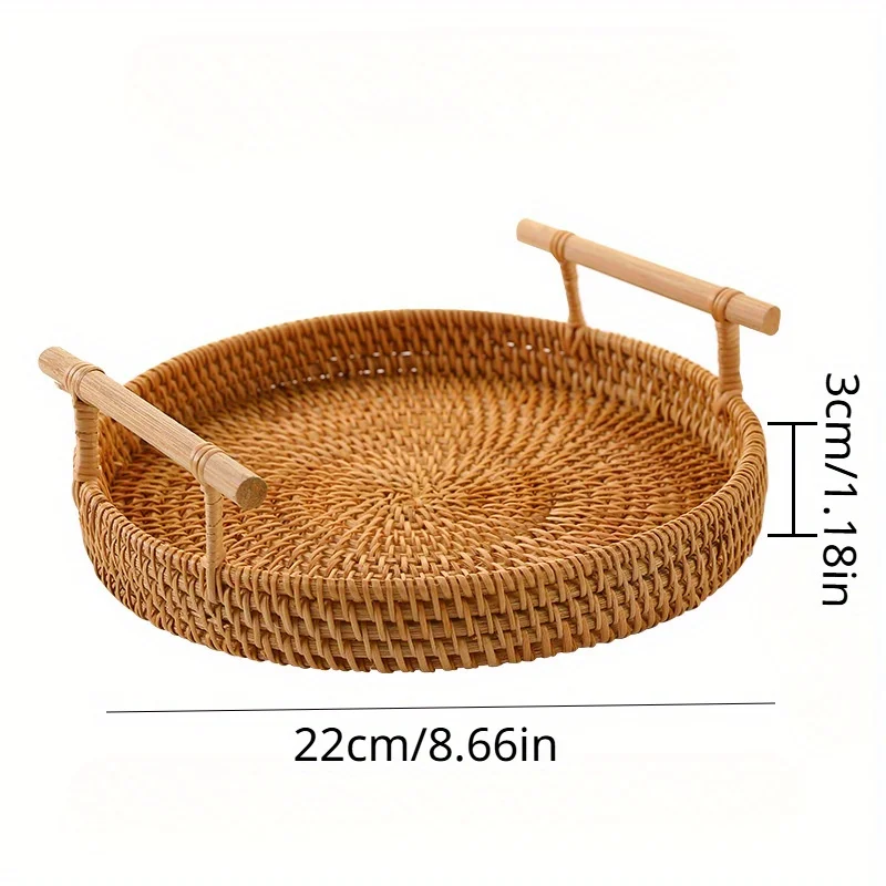 Basket, Handmade Wicker Servin – Rattan Tray Handle recenzja i cena