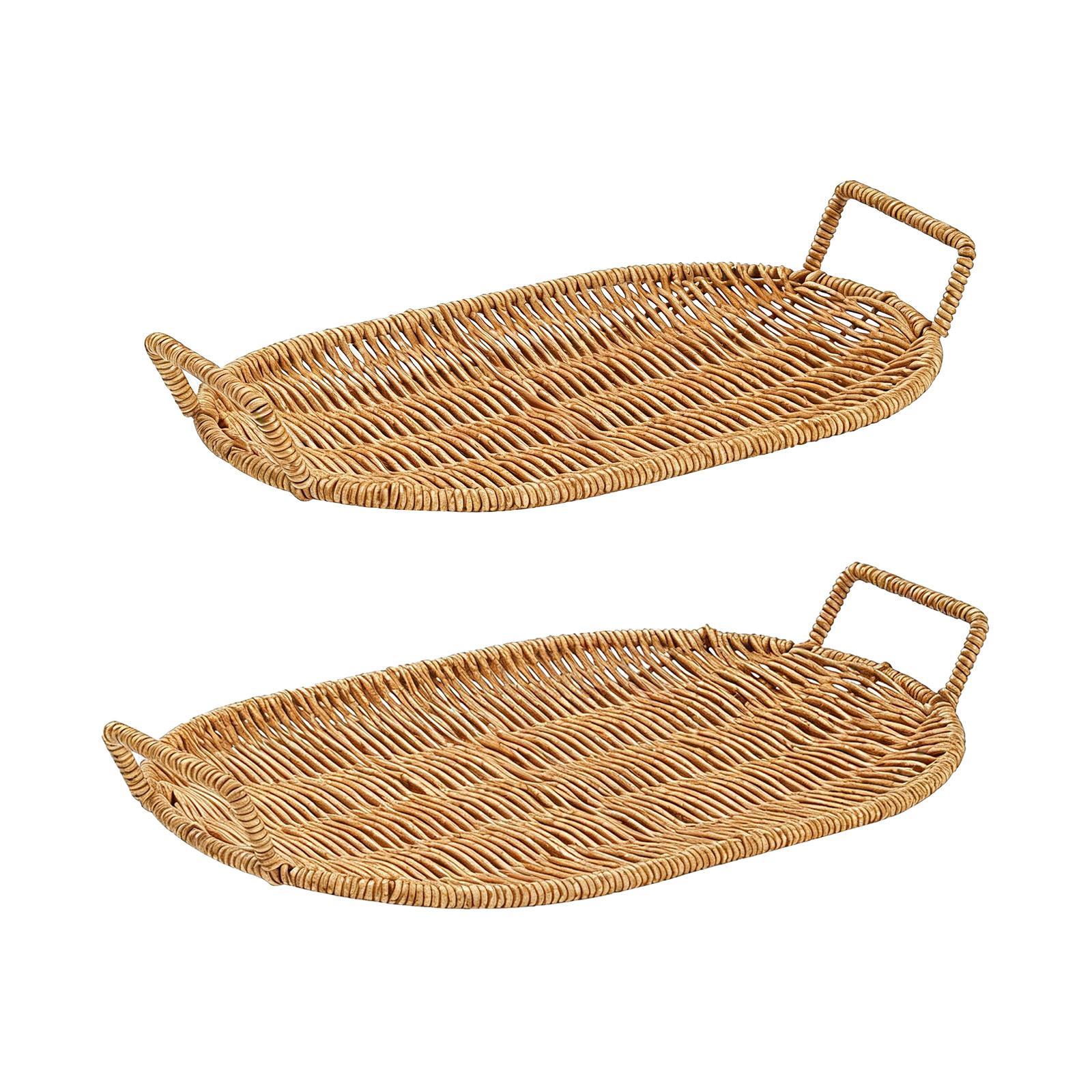 Woven Fruit Bowl Oval Bread Ba – Rattan Tray Handle recenzja i cena