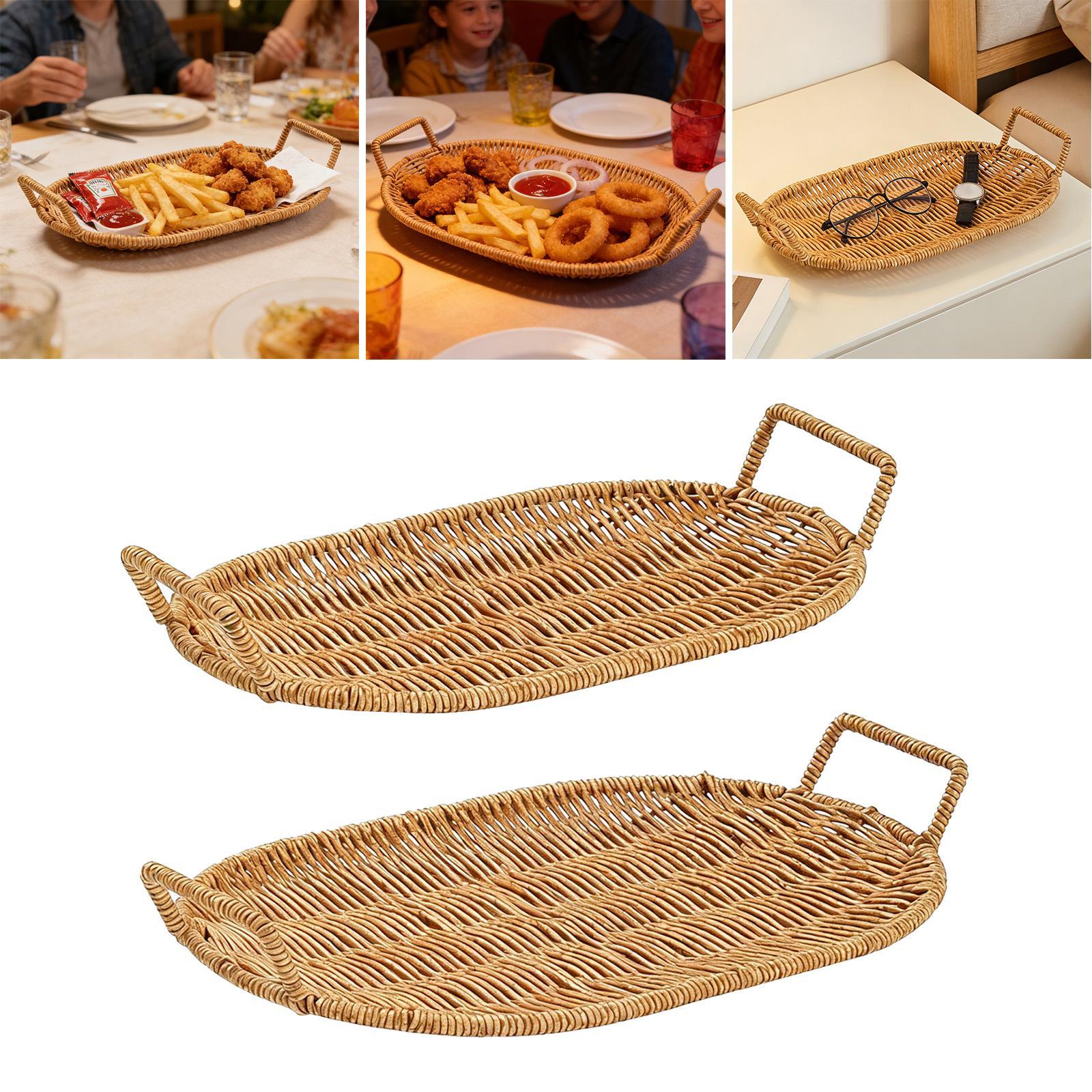 Woven Fruit Bowl Oval Bread Ba – Rattan Tray Handle recenzja i cena