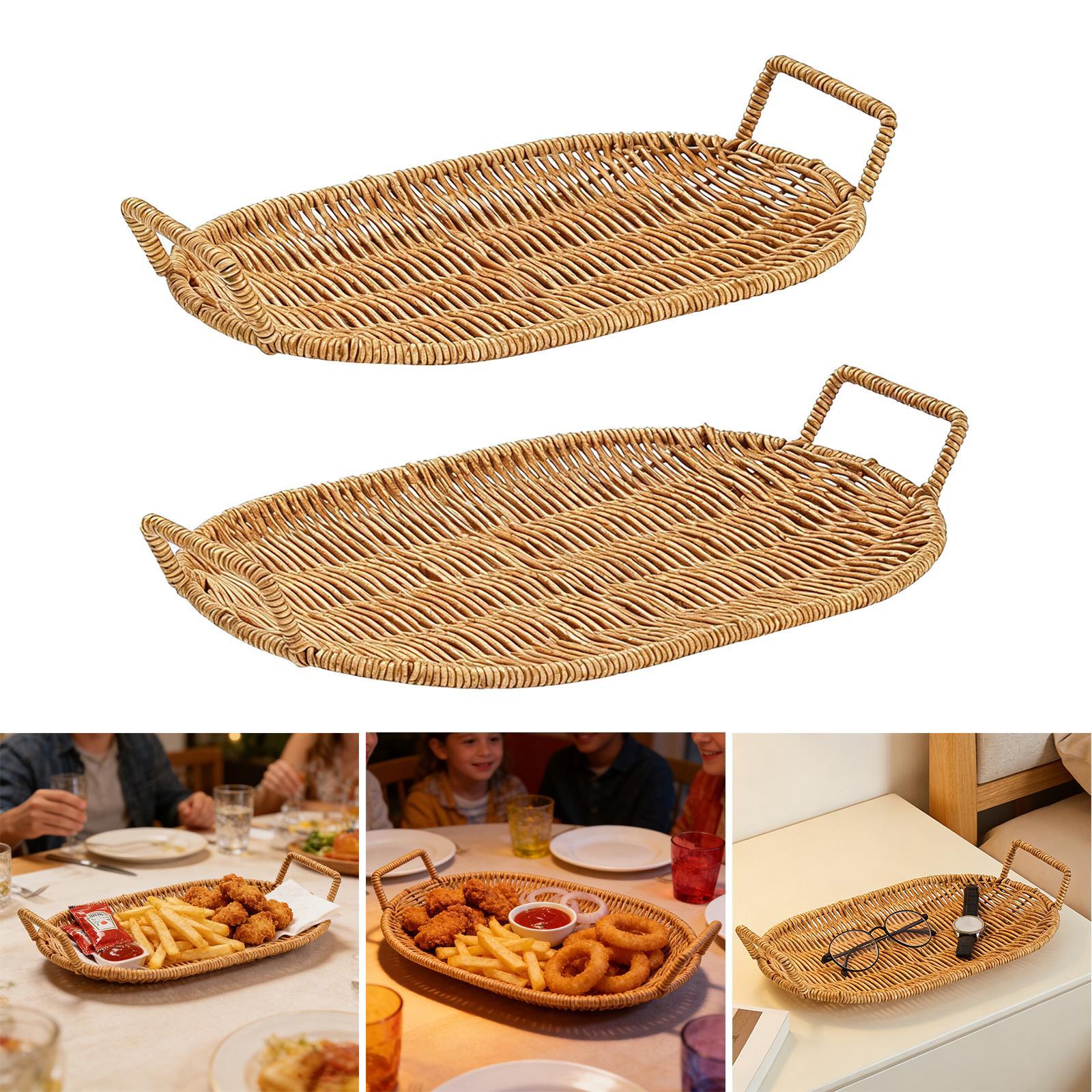 Woven Fruit Bowl Oval Bread Ba – Rattan Tray Handle recenzja i cena