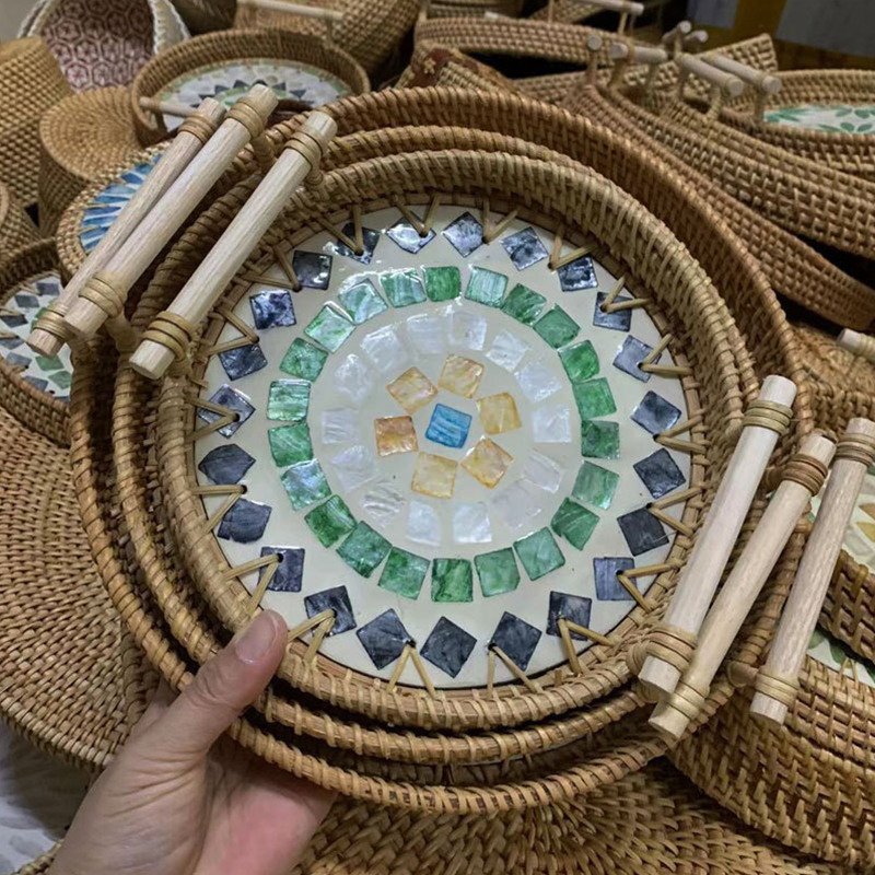 Vintage Handmade Rattan Woven  – Rattan Tray Handle recenzja i cena