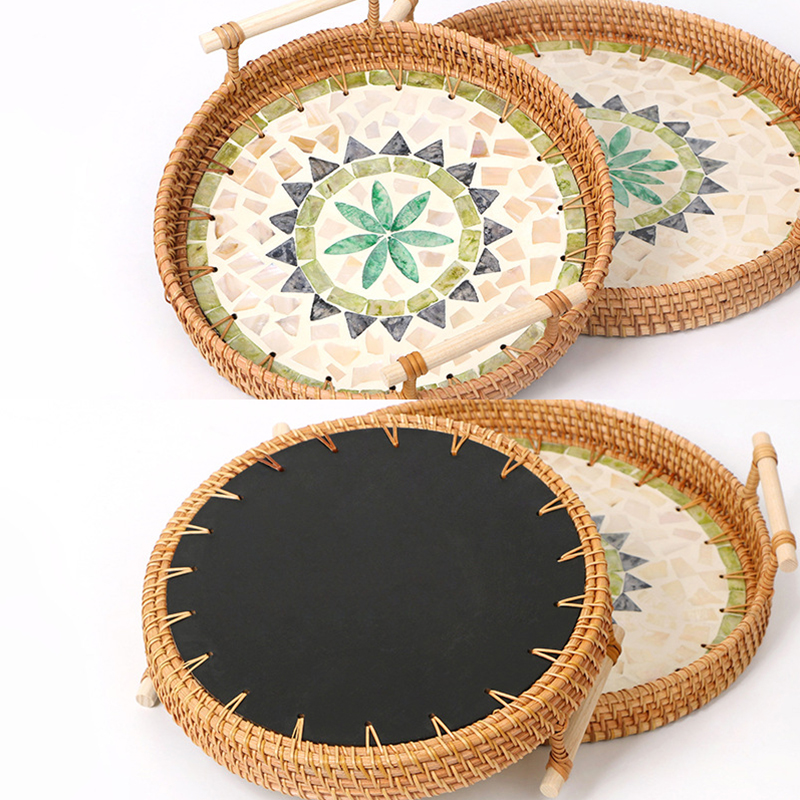Vintage Handmade Rattan Woven  – Rattan Tray Handle recenzja i cena