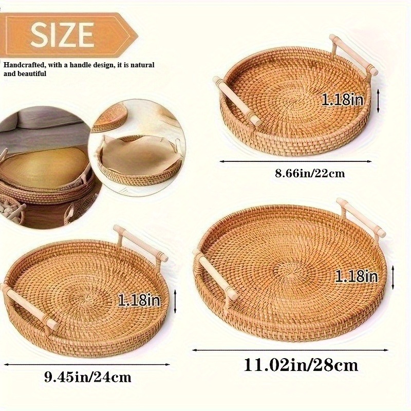 Handmade Rattan Round Tray wit – Rattan Tray Handle recenzja i cena