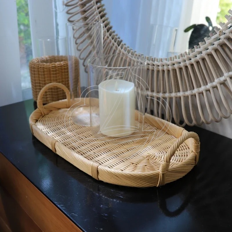 Handmade Woven Rattan Decor Tr – Rattan Tray Handle recenzja i cena