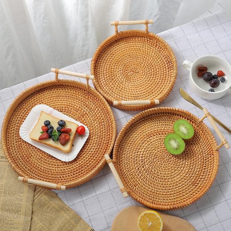 【NN71】Dinner Serving Tray Brea – Rattan Tray Handle recenzja i cena