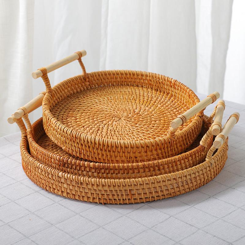 【NN71】Dinner Serving Tray Brea – Rattan Tray Handle recenzja i cena