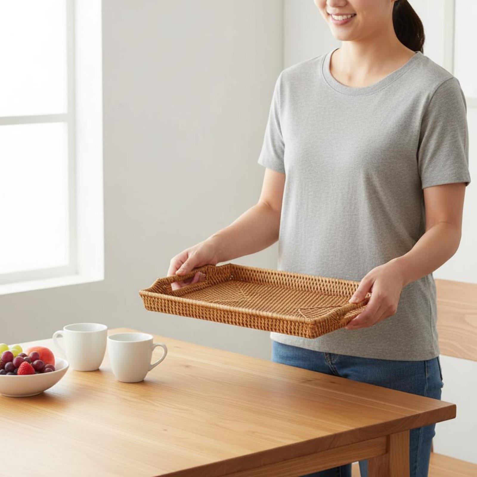 Woven Rattan Tray with Handles – Rattan Tray Handle recenzja i cena