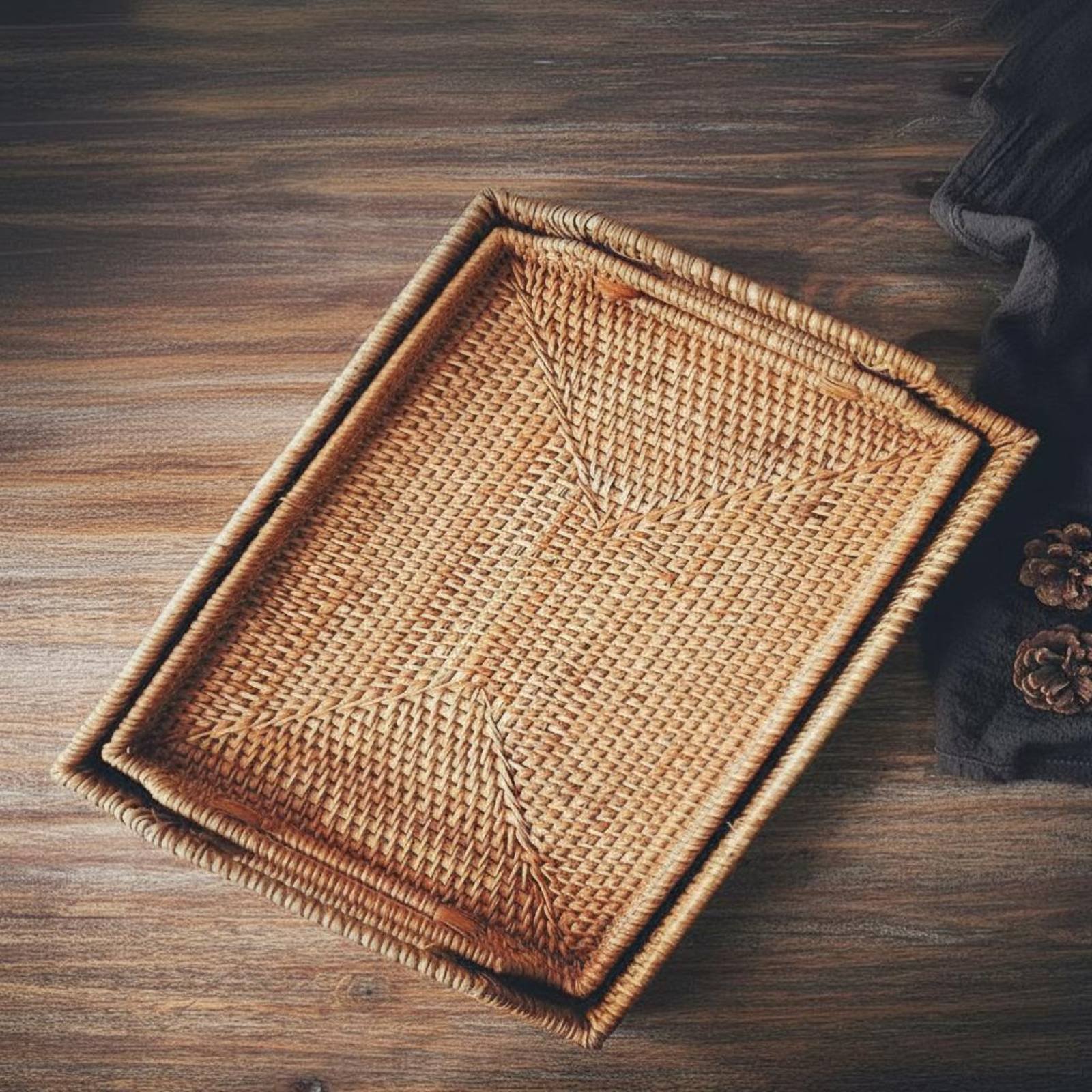 Woven Rattan Tray with Handles – Rattan Tray Handle recenzja i cena