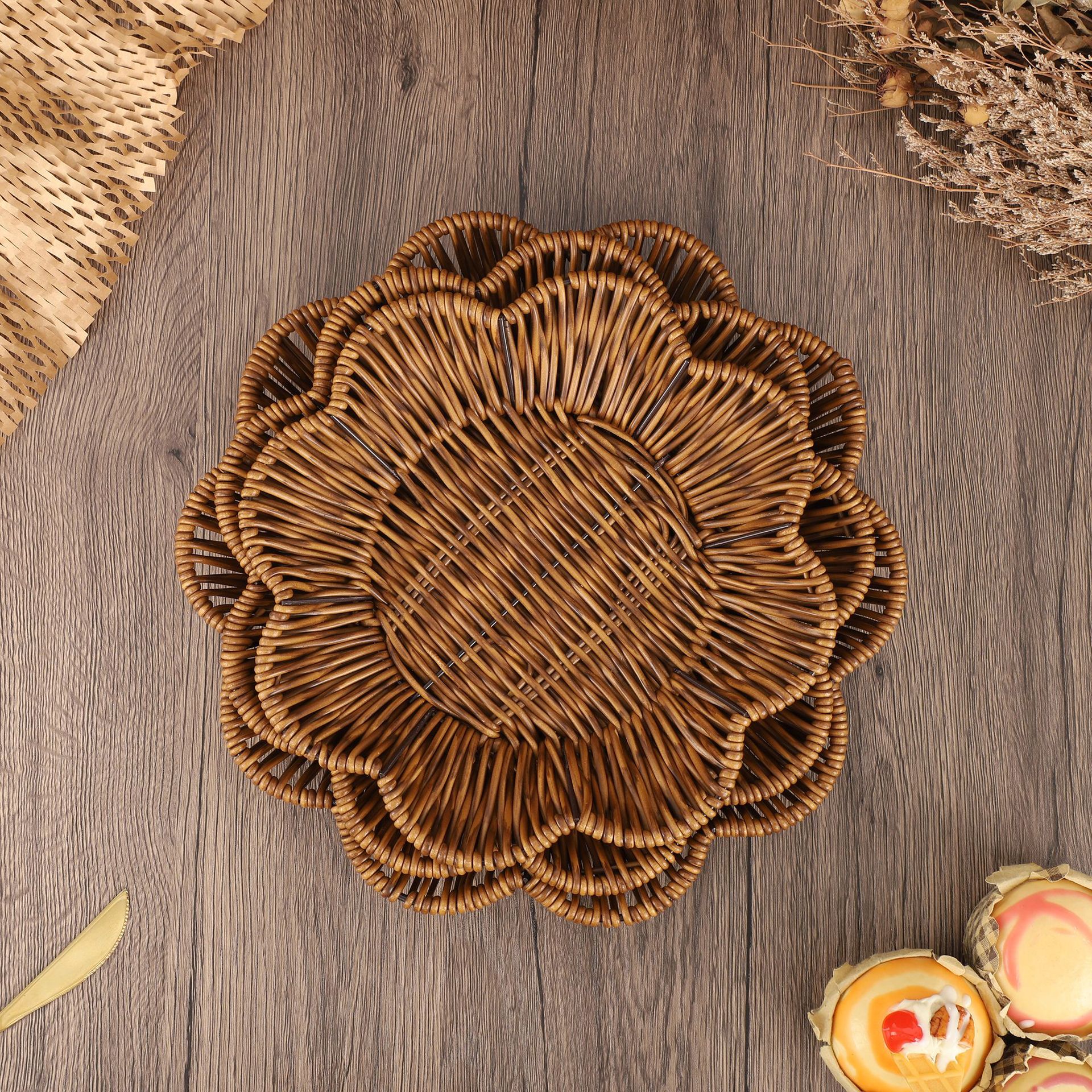 Handwoven Rattan Style Storage – Rattan Tray Handle recenzja i cena